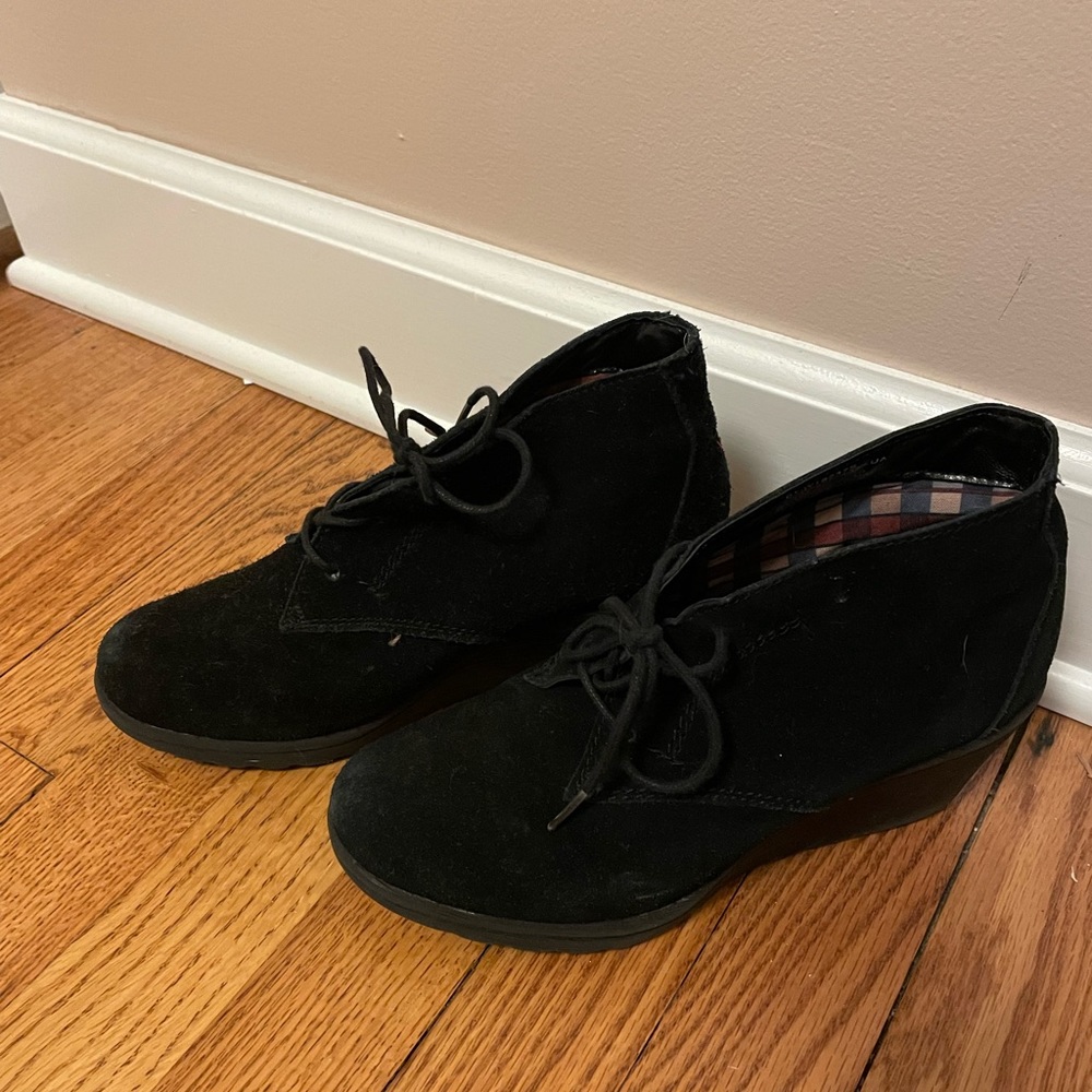 suede wedges booties